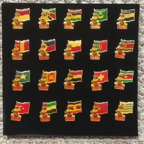 Vintage Coca-Cola World Flag Enamel Lapel Pins Lot 20 International Countries