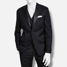 Michael Kors Men's Black Wool Solid Tuxedo Jacket  Pants Suit Size 42S 36W-34L