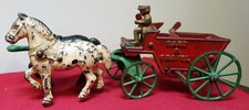 Antique Kenton Cast Iron Horse Drawn Sand Gravel Dump Wagon