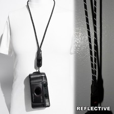 Black  Reflective Camera Strap Lanyard 38  w/ Peak Design Anchor Handcrafted