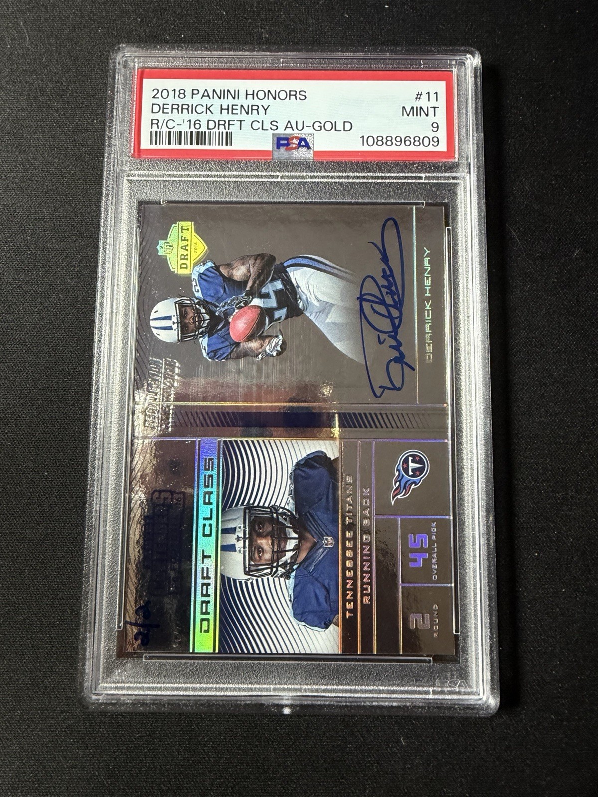 2018 Panini HONORS Contenders Derrick Henry Draft Class RC Auto Gold 2/2 PSA 9