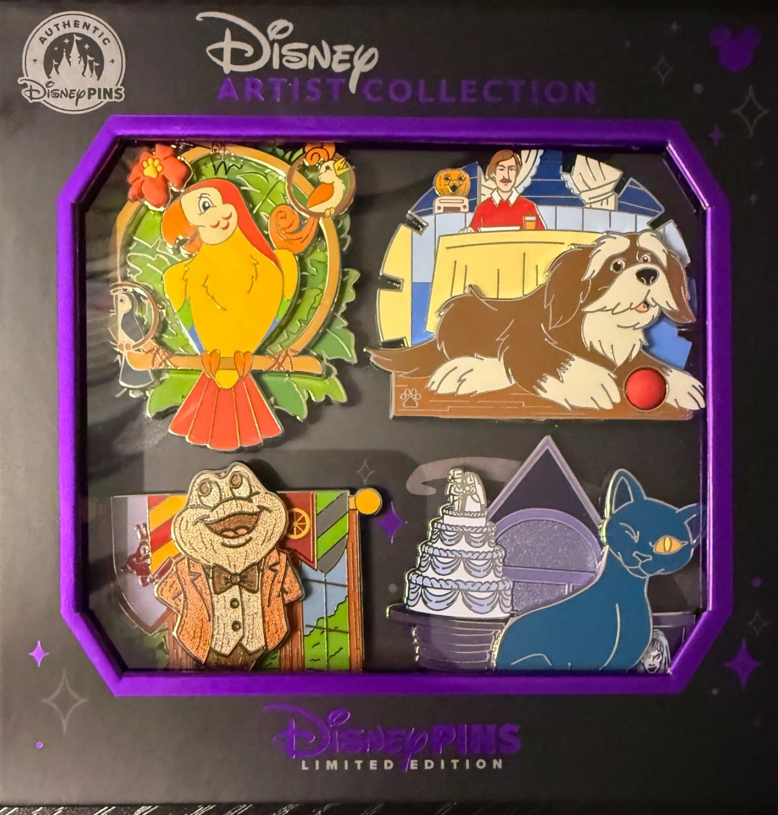 2026 DISNEY ARTIST COLLECTION 4 PIN BOX SET TOAD TIKI CAROUSEL PROGRESS MANSION