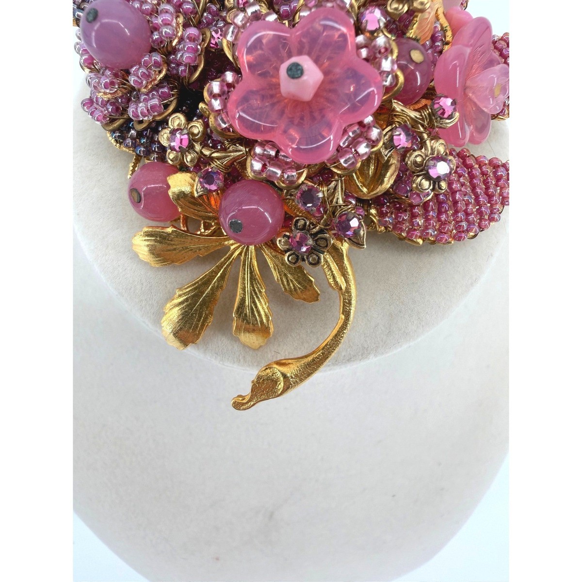 Stanley Hagler NYC Ian St Gielar Pink Floral Beaded Brooch Vintage
