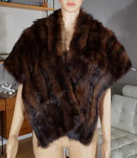 Vintage 1950's Dark Brown Real Mink Fur Stole Cape Capelet