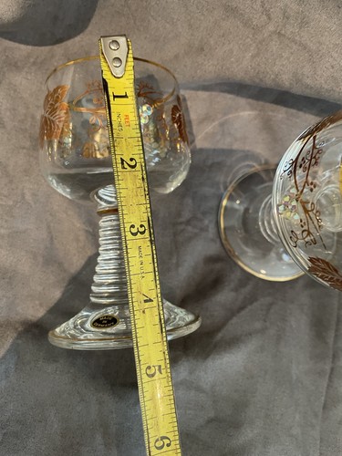 Juego de dos copas de cristal Roemer de Alemania tallo transparente joya hojas de uvas vino - Imagen 4 de 4