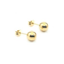 14K Yellow Gold 6mm Bead Ball Stud Earrings