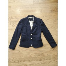J.Crew Womens 0 Schoolboy Blazer Navy Wool Academia Career Preppy VGUC