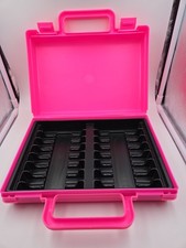 Vtg Clik Case Cassette Carrying Case - Plastic Storage Hot Pink Snap Closure-16