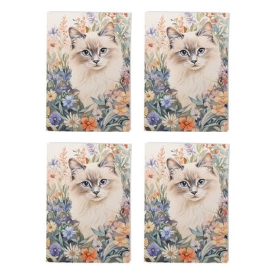 Stoffpuppe Katze Blumen Portrait Kunst Karten Liebhaber jeder Anlass Multipack 4 leer A6