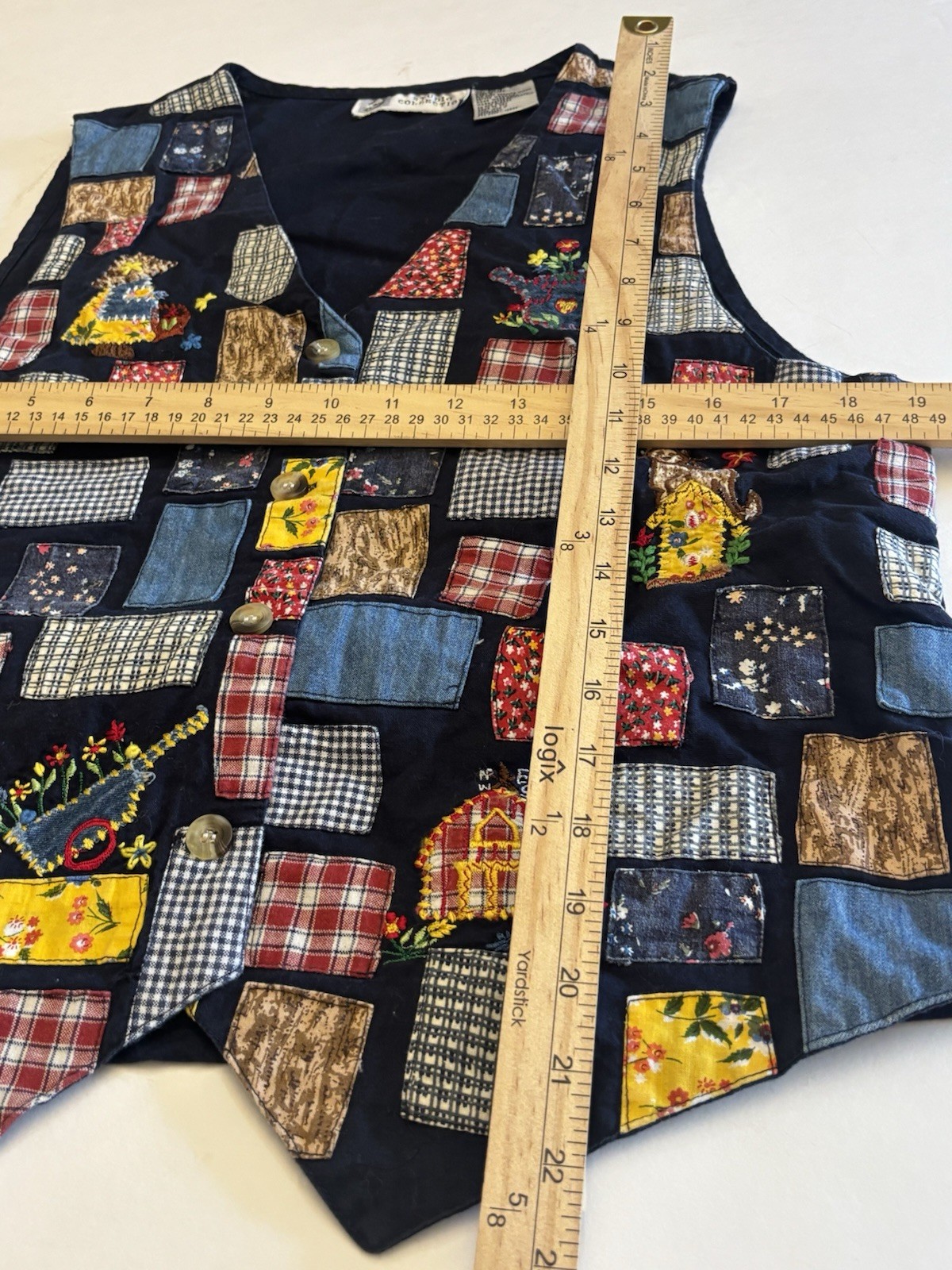 Vintage 90s Studio Collection Patchwork Cat Vest … - image 16