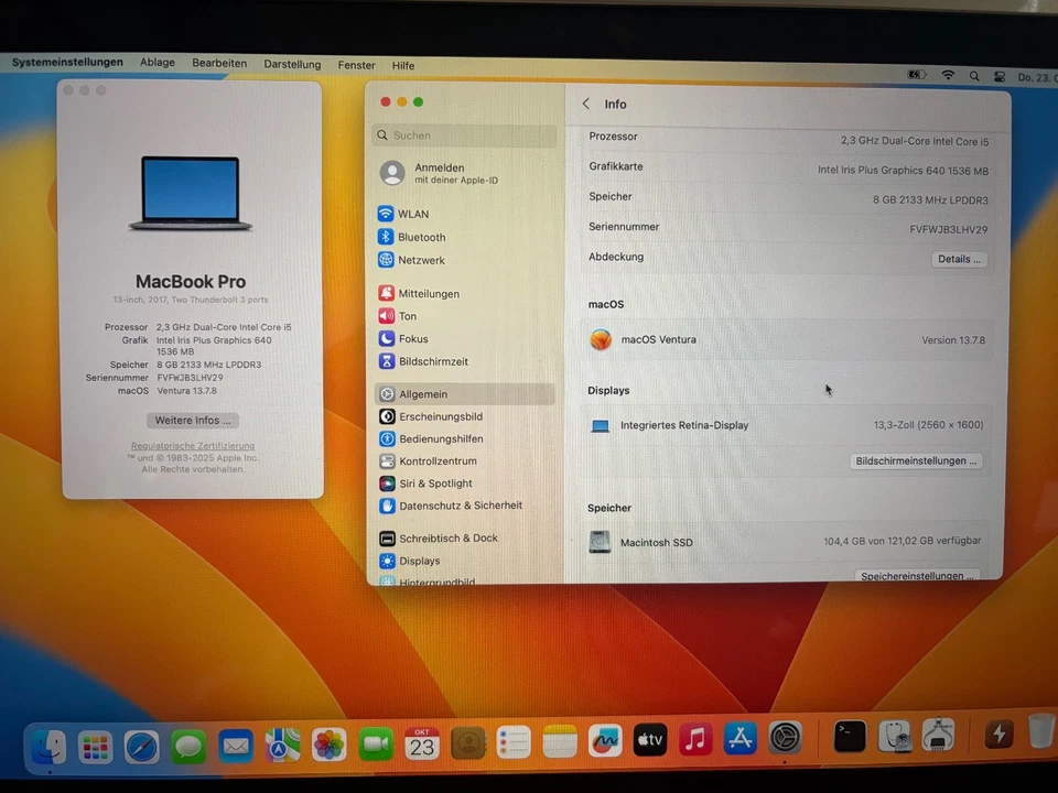 Macbook Pro 13" 2017 8GB DDR3, 2,3GHz I5, 120 GB SSD Space Grau gebraucht - Bild 3 von 4