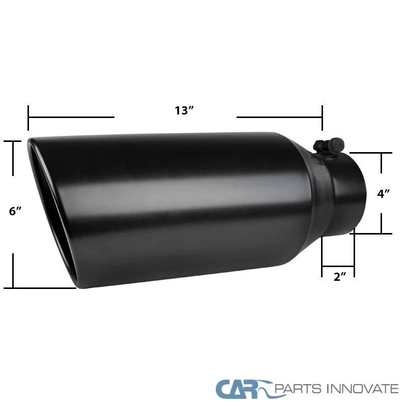 Exhaust Tip Fits 4" Inlet 6" Outlet 15" Long Black Bolt-On Style Roll Edge Truck - Image 3 of 4
