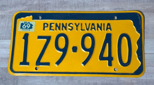 1969 Pennsylvania License Plate # 1Z9 940