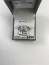 10K Solid White Gold Two Piece 1/2 CTTW Diamonds Size 7 Ring & Wedding Band