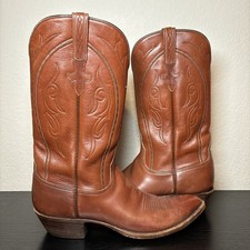 Lucchese Men’s Roper Boots 12A Narrow Brown Leather Western Cowboy Made in USA