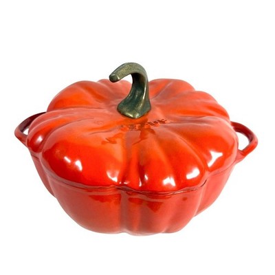 Staub Cast Iron Enameled Pumpkin Cocotte Dutch Oven 3.5 QT Orange France