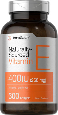 Vitamina E 400 UI 300 softgels d-alfa tocoferol fórmula natural sin GMO ni glute