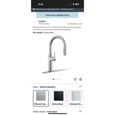Kohler Crue K-22972-VS Pull Down SingleHole Spray Kitchen Faucet Stainless Steel