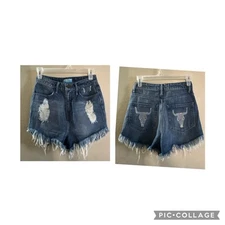 Show Me Your Mumu Wyoming High Waisted Cutoff Shorts in Surf Wash Women's Sz 26