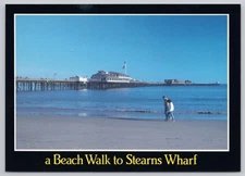 Santa Barbara California, Beach Walk to Stearns Wharf, Vintage Postcard
