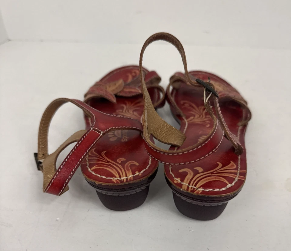 L’Artiste Spring Step Marigold Womens Size 8.5 Red Gold Leather Strappy Sandals - Image 4 of 4