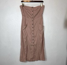New BDG Urban Outfitters Strapless Dress Women’s 6 Pink Linen Blend Front Slits