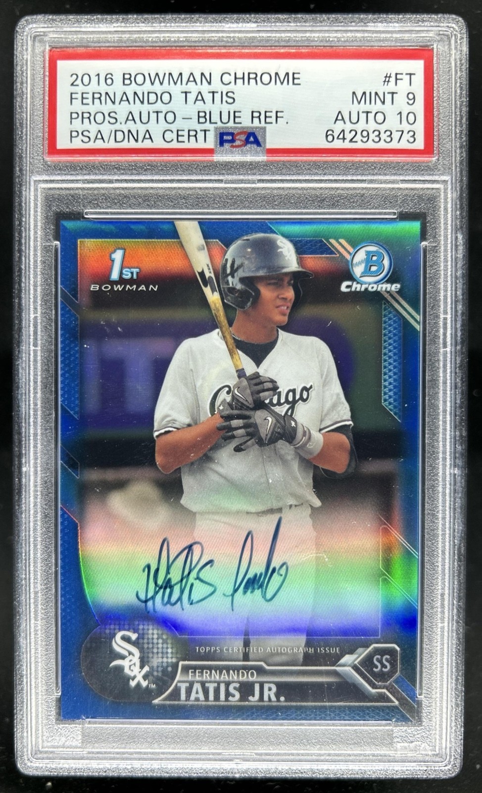 2016 Bowman Chrome Fernando Tatis Jr Prospect Auto Blue Refractor #/150 PSA 9 10