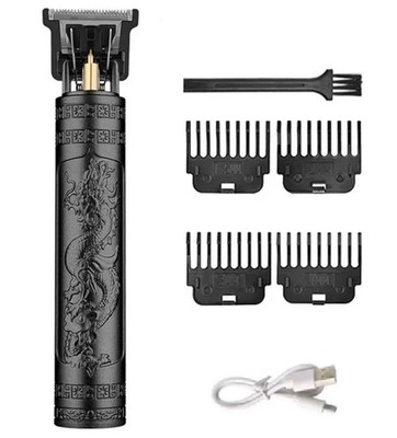 Professioneller schwarzer Drache Haarschneider für Herren mit 4 Clips für wiederaufladbaren USB