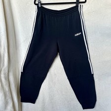 Adidas Men's Essentials Tapered Cuff 3-Stripes Black Sweatpants Size Medium