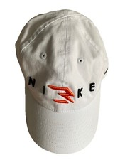 Nike White Dual Logo Embroidered Hat Curve Brim Cap Adjustable Strap Youth