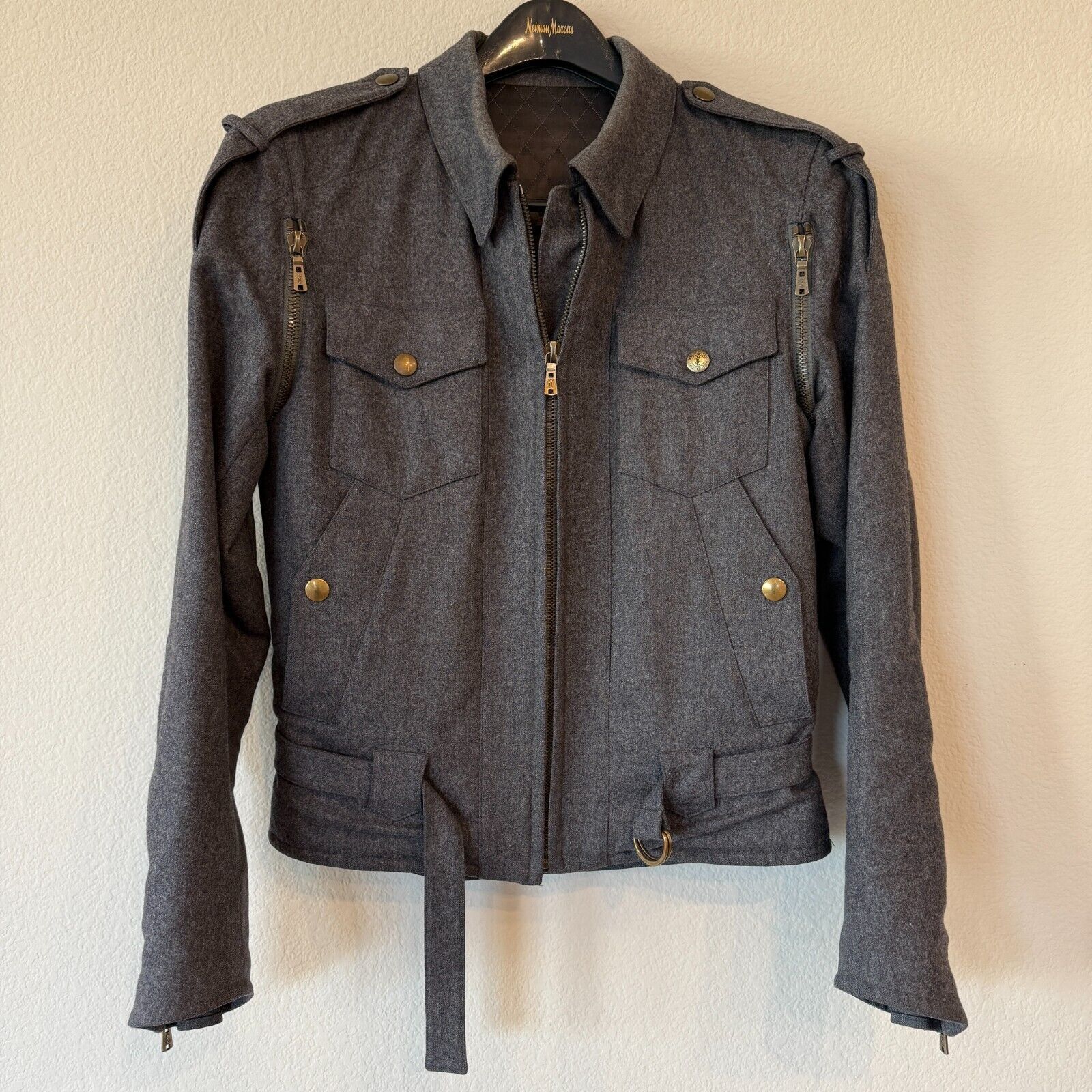 Yves Saint Laurent YSL Giacca Lana Grigio Grigio Taglia Uomo 44 EU (34 US) Small Italia