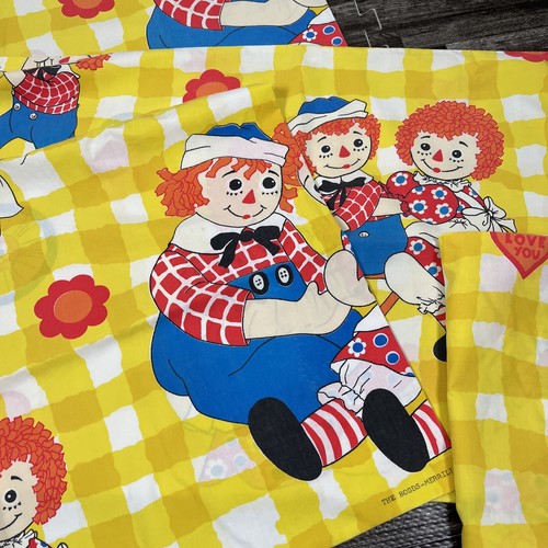 Vintage Raggedy Anne & Raggedy Andy Fabric Lot Pillowcases 4 Pcs VTG Quilting - Picture 3 of 8