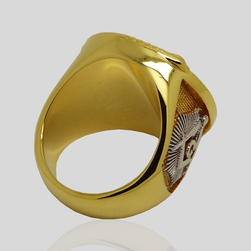 Masonic 33rd Degree Freemason Ring Knights Templar 18k Gold Pld Cubic Zirconia - Picture 5 of 12