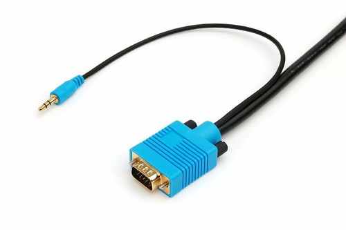 10 Metre CPO VGA Monitor Cable & 3.5mm Stereo Audio Jack Lead - Black Blue #J19 - 第 1/2 張圖片
