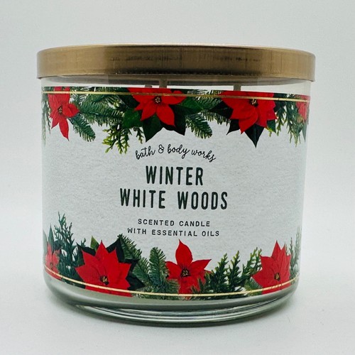 Bath & Body Works WINTER WHITE WOODS 3 Wick Scented Candle 14.5 oz - Picture 2 of 5