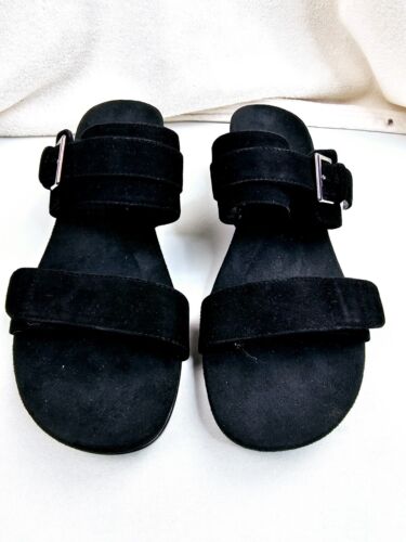 Sandalias de tacón de cuña Vionic talla 11 para mujer Natoma negras de gamuza sin cordones con hebilla - Imagen 4 de 13