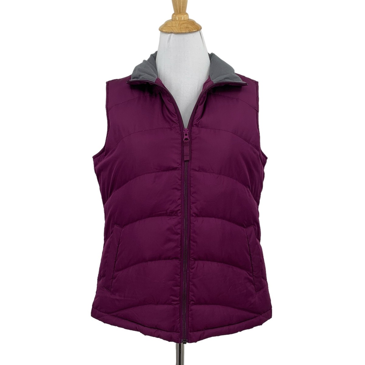 Lands End Vest Womens S Small Grape Sleeveless Down Filled Pocket Quilted  Puffer