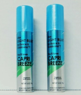 Designer Imposters CAPRI BREEZE body spray 0.5oz Eh Cans PARFUMS  (2 Cans) New 