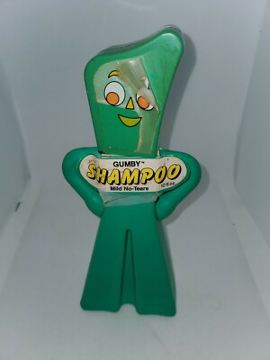 Vintage Gumby Shampoo Bottle 1987 No Tear Plastic Prema Toy Co Container empty 