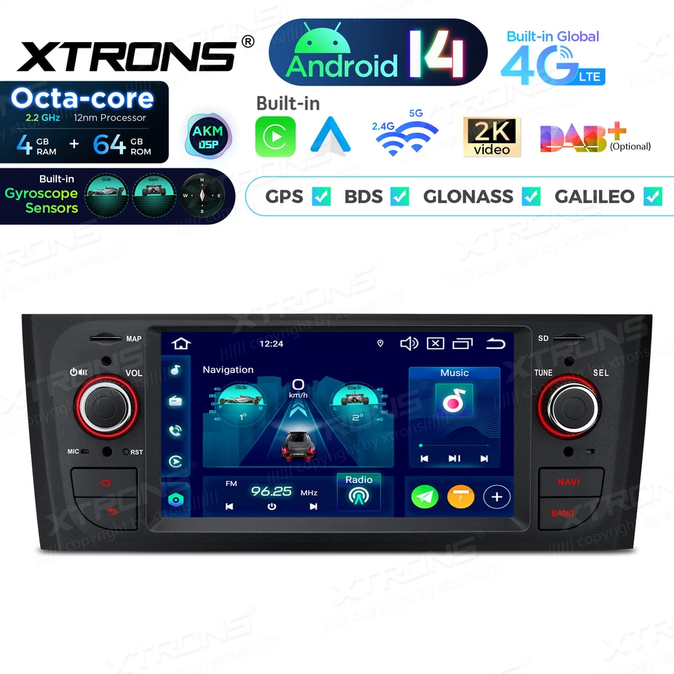 XTRONS Android 14 Autoradio 4G+64GB für Fiat Grande Punto 199 GPS Navi DSP WiFi - Bild 4 von 4