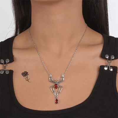 Halskette Damenkette Frauenkette Spinne Tier schwarze Witwe Modeschmuck Geschenk