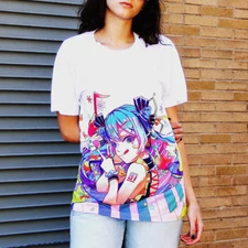 Hatsune Miku - Pop Star Sublimation Tee - Men's White T-Shirt - size S, M, L