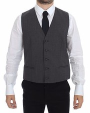 DOLCE & GABBANA Vest Waistcoat Gray Wool Stretch Dress IT48 / US38 / M RRP $400 
