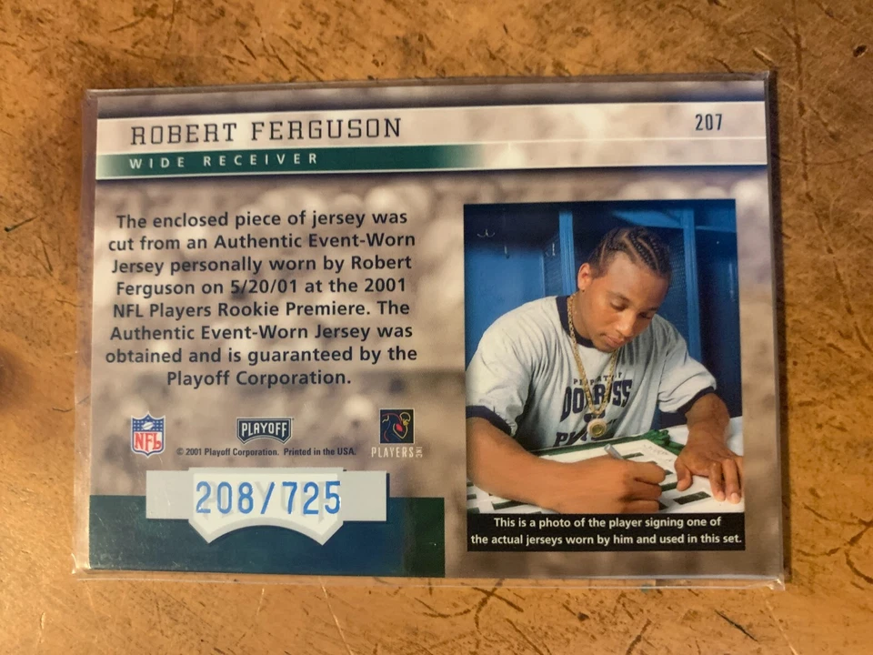 2001 Playoff Honors #207 Robert Ferguson JERSEY RC /725 - Image 2 of 2