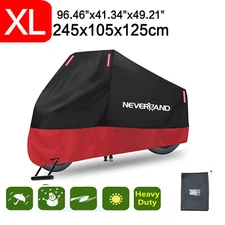 XL Motorcycle Cover Waterproof Heavy Duty For Winter Outside Storage Snow Red&BL