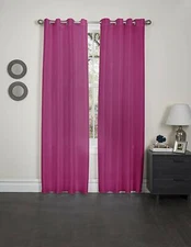 Kashi Home Holly Collection Faux Silk Window Panel, Fuchsia, 57"x 84"