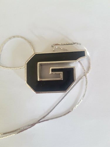 Vintage GIVENCHY 1979 Black Enamel & Silver Whistle Necklace Pendant Signed - Picture 2 of 9