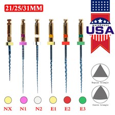 6Pcs Dental Endo Rotary Files NITI Root Canal Files File 21/25/31MM ty