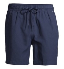 Mens Navy Swim Trunks Pool Shorts Beach Bottom with Pockets Above the Knee