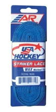 New A&R 2 Pk USA Hockey Striker WAXED Molded Tip Skate Laces Royal Blue 72"-120"